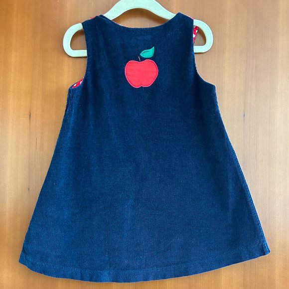 Korango Girls Navy Corduroy Dress with Apple Embroidery (Size 2) - Picture 2 of 3